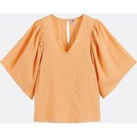 V-Neck Blouse with Butterfly Sleeves