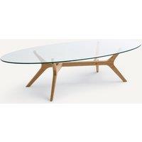 Maricielo Oval Coffee Table in Oak and Glass