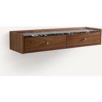 Noham Wall-Mounted Console Table in Walnut Veneer and Amber Marble