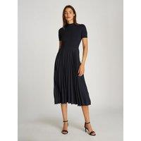 Pleated High Neck Dress