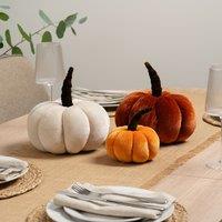 Set of 3 Velvet Plush Pumpkins