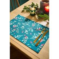 Set of 4 Christmas Holly & Mistletoe Placemats