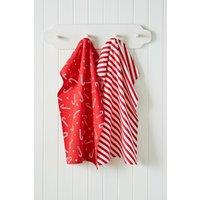 Set of 4 Christmas Candy Cane Tea Towels