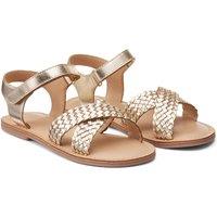 Kids Gold-Tone Sandals in Braided Leather