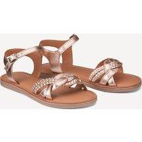 Kids Gold-Tone Sandals in Braided Leather