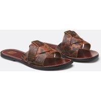 Flat Mules in Snake Print Leather
