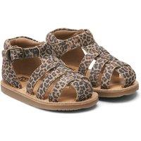 Kids Leather Closed Toe Sandals in Leopard Print