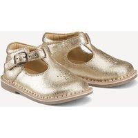 Kids Gold Leather T-Bar Shoes
