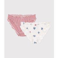 Pack of 2 Knickers in Cotton with Ruffles