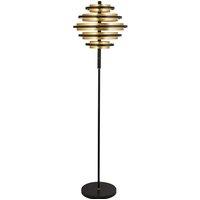 Black Metal and Gold Leaf Floor Lamp