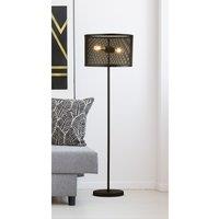 Matt Black Metal and Mesh Shade Floor Lamp