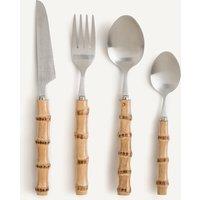 Awi 16-Piece Stainless Steel and Bamboo Cutlery Set