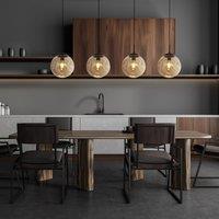 Hammered Glass 4 Light Bar Pendant-