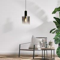 Matt Black Metal and Smoked Ombre Glass Pendant