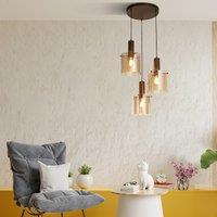 Mocha Metal and Amber Glass Multi-Drop Pendant