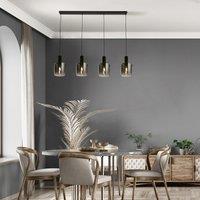 Black Metal and Smoked Ombre Glass Bar Pendant