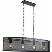 Matt Black Metal and Mesh Shade Oval Pendant