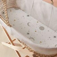 Safe Nights Celestial Moon and Stars Moses Basket Fitted Sheet 2 Pack