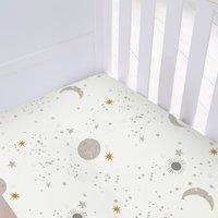 Safe Nights Celestial Moon and Stars Cot Bed Fitted Sheet 2 Pack