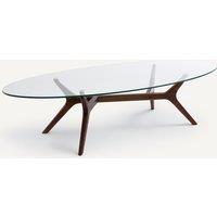 Maricielo Oval Coffee Table in Walnut and Glass