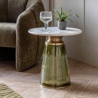 Spencer Glass and Marble Pedestal Side Table