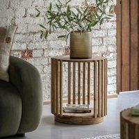 Harora Slatted Wood Storage Side Table