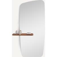 Nella Asymmetric Mirror with Walnut Shelf