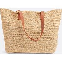 Shopping Bag in Raffia with Leather Handles