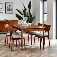 Elijah Retro Ash Wood Extending Dining Table With 2 Drawers (Seats 4-6)