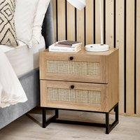 Indiya Rattan 2 Drawer Bedside Table