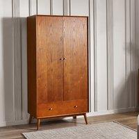 Elijah Retro Ash Wood 2 Door Wardrobe with Drawer