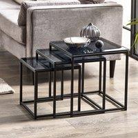 Dallas Smoked Glass Side Table Nest (Set of 3)