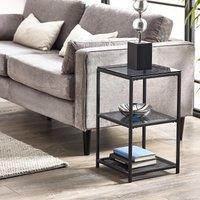 Dallas Smoked Glass Sqaure Side Table with Shelves