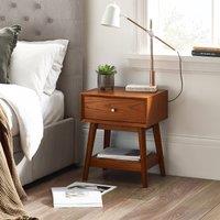 Elijah Retro Ash Wood 1 Drawer Side Table