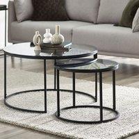 Dallas Smoked Glass Round Coffee Table Nest (Set of 2)
