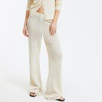 Crochet Wide Leg Trousers in Openwork Knit