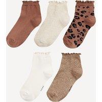 Pack of 5 Pairs of Socks, Plain and Leopard Print