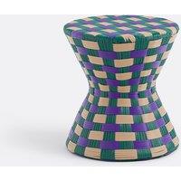 Metal Sofa Side Table Bianca Steel Woven Resin