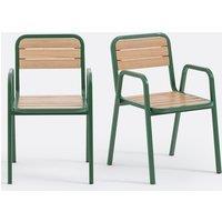 Set of 2 Acacia Metal Garden Amchairs Jaja