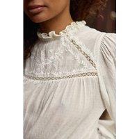 Birsen High Neck Blouse with Ruffles