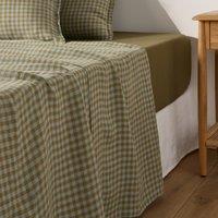 Aclie Olive/Opaline Washed Linen Flat Sheet