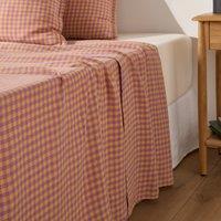 Aclie Lavender/Ochre Washed Linen Flat Sheet