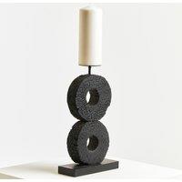 40cm Fidel Charred Black Mango Wood Log Candle Holder
