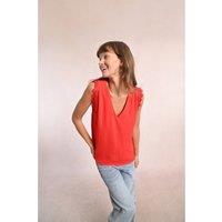 V-Neck Short Sleeve Blouse