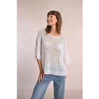 Openwork Jumper with 3/4 Length Sleeves