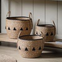 Set of 3 Titley Baskets Natural and Black