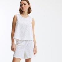 Broderie Anglaise Sleeveless Top with Crew Neck