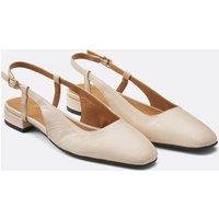 Low Heel Ballet Pumps in Two-Tone Leather