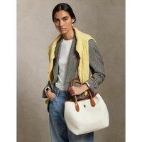 Canvas Tote Bag with Leather Handles and Shoulder Strap