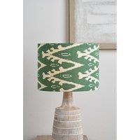 40cm Racing Green Ikat Patterned Cylinder Shade
